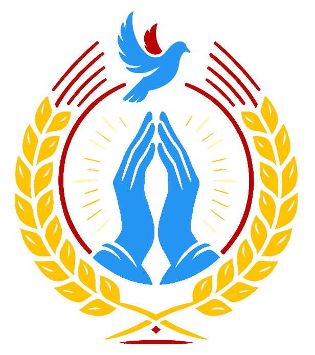 An abstract emblem featuring a stylized blue and red figure surrounded by a golden laurel wreath. The central figure, sharp and angular, is reminiscent of traditional heraldic symbols. With a bold, dynamic feel and modern twist, the design symbolizes the innovative spirit of a cutting-edge marketing agency.