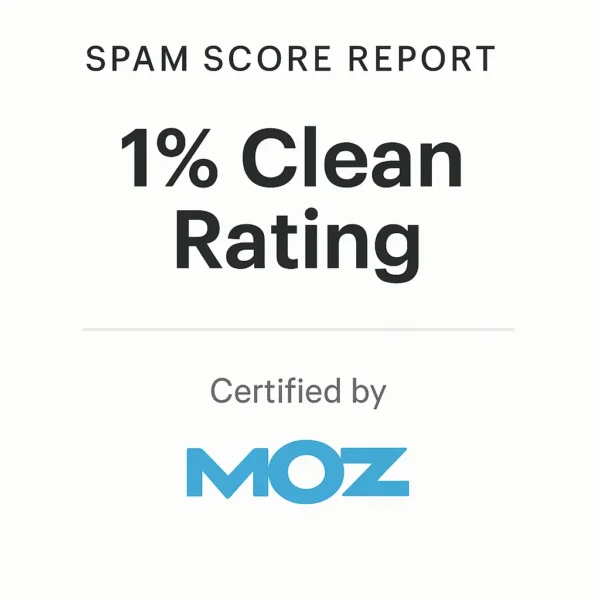 Spam Score Report – 1% Clean Rating by Moz